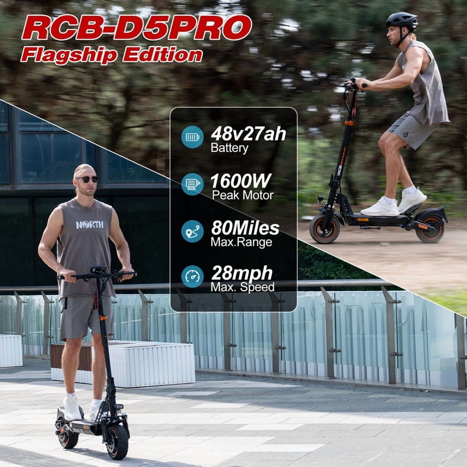 RCB D5PRO Electric Scooter Adult,1600W Peak Motor, 48V27Ah Battery RCB D5PRO Electric Scooter Adult,1600W Peak Motor, 48V27Ah Battery