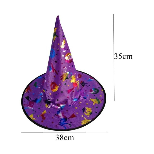 Sombreros de bruja de Halloween para adultos y niños, 1 piezas, sombrero de bruja colorido, cinta de Mascarada, gorra de mago, decoraciones de fiesta de Halloween, accesorios de Cosplay