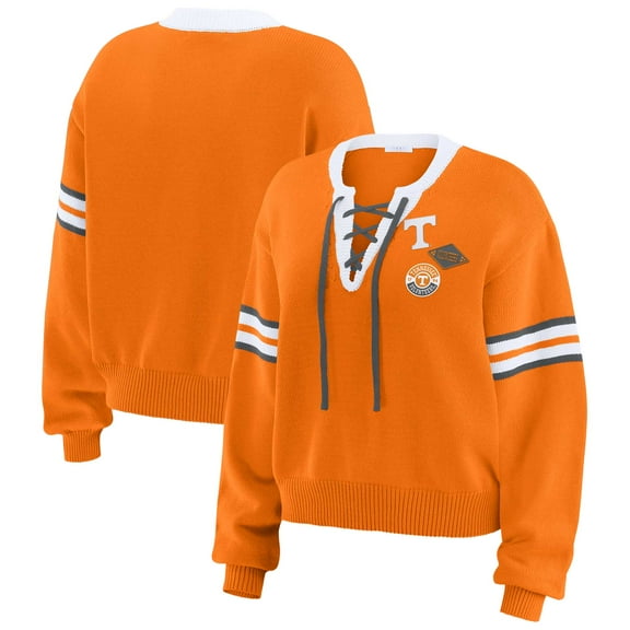 Women's WEAR by Erin Andrews Tennessee Orange Tennessee Volunteers Lace-Up Pullover Sweater