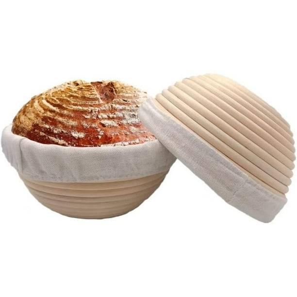 Cesta redonda de 7 pulgadas para prueba de pan, cuencos para prueba de masa con revestimiento extraíble, bueno para hornear panaderos caseros, paquete de 2