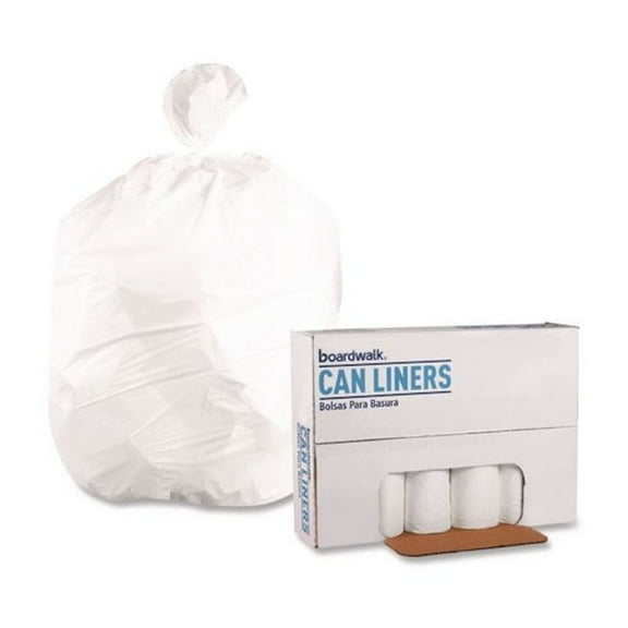 Boardwalk High-Density Can Liners, 30 gal, 10 mic, 30" x 36", Natural, Perforated Roll, 25 Bags/Roll, 20 Rolls/Carton