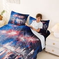 thumbnail image 4 of Manfei Oil Painting City Night Bed Sheets, July 4th Fireworks Full Size Sheets, Red White Blue, Black Reversible 4-Piece (1 Flat Sheet, 1 Fitted Sheet and 2 Pillowcases), 4 of 6