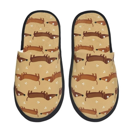 

House Slippers for Women and Men Funny Dachshund Dog Puppy Flower Comfy Fuzzy Bedroom Slippers Furry Home Shoes for Indoor Outdoor