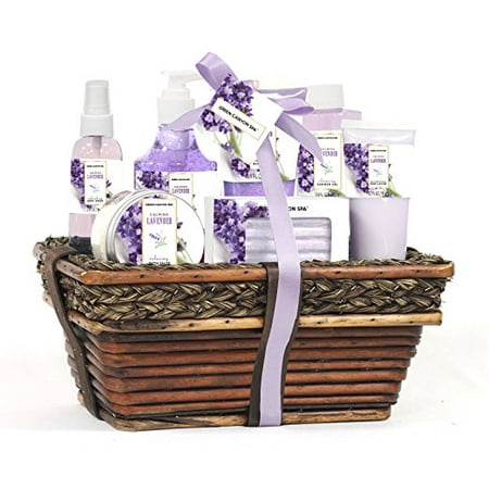 Gift Baskets Canada Spa - Green Canyon Spa Luxury Wicker Basket Gift Set in Lavender, 8 Pieces Premium Bath and Body Spa Products in Handcrafted Basket (Lavender)