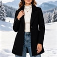 thumbnail image 5 of cocolona Single Breasted Overcoat for Women Winter Elegant Long Sleeve Notch Lapel Classic Peacoat Dressy Casual Solid Color Long Winter Jacket, 5 of 7