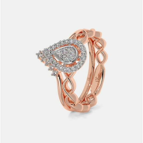 justforyoujewels 1.5 Ct Timeless 925 Sterling Silver Round Cut Natural Moissanite Pear Shape Wedding Bridal Ring Set For Women 14K Gold Plated