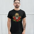 thumbnail image 3 of Tee Hunt Christmas Calavera T-shirt Sugar Skull Holiday Spirit Mistletoe Men's Tee, Black, Medium, 3 of 5