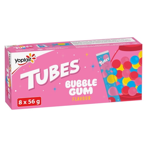 Yoplait 1% Yogurt Tubes, Special Edition Bubble Gum, Kids Snacks, 56 g, 8 ct, 8 x 56 g
