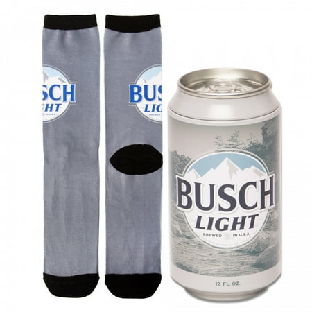 Chaussettes Busch Light Beer Mountains Logo Crew dans un emballage cadeau  de canette de bière