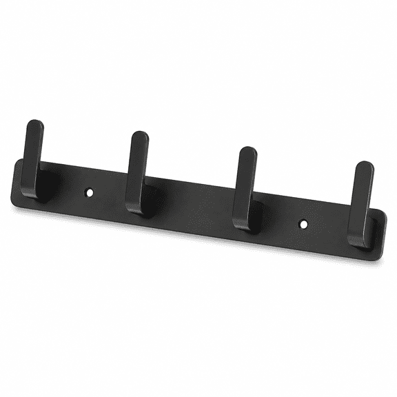 ABCISI 4 Hook Wall Mounted Coat Rack, Matte Black Aluminum Towel Hooks with Screw Installation, 13.19 in Heavy Duty Hanging Organizer for Bathroom, Entryway, Kitchen and Closet