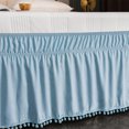 thumbnail image 4 of Exclusivo Mezcla Pom Pom Bed Skirt with Adjustable Elastic Belt, Easy Wrap Around Dust Ruffles with 16 Inch Tailored Drop, Wrinkle and Fade Resistant, (Queen, Aqua Blue), 4 of 6