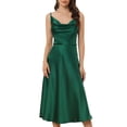 thumbnail image 1 of Vestido de Satén Allegra K con tirantes finos para Mujer Cóctel sin Mangas Verde oscuro XS, 1 of 6