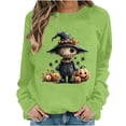 thumbnail image 2 of Women's Cute Scarecrow Graphic Sweatshirts Halloween Spider Pullover Tops Casual Long Sleeve Crewneck Shirts Loose Fit Fall Clothes Autumn Holiday Sweaters, 2 of 6