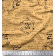 thumbnail image 1 of Soimoi Orange Georgette Viscose Fabric To Travel Is To Live Text Printed Fabric 1 Yard 42 Inch Wide, 1 of 2
