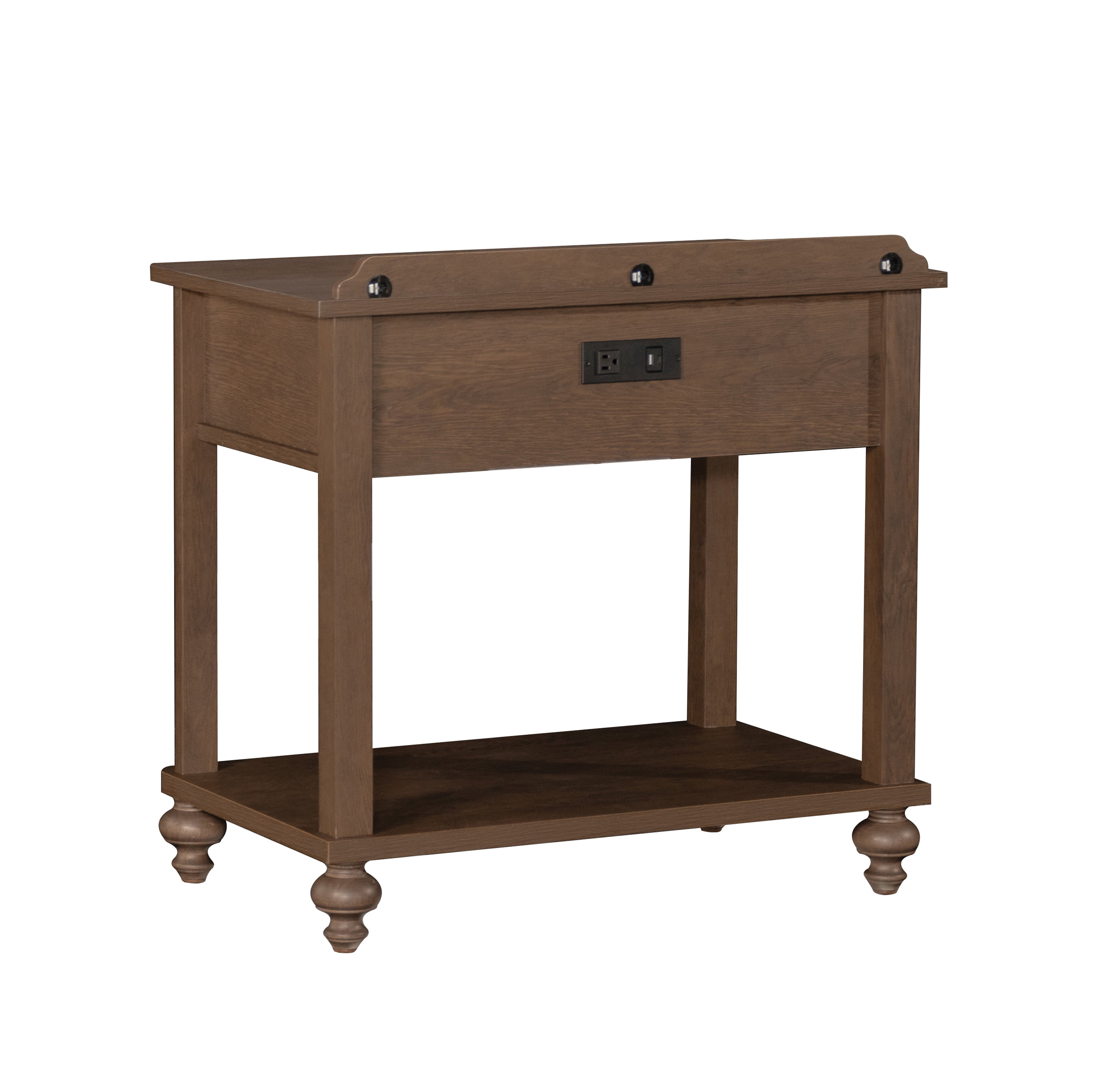 My Texas House Hartwell 1 Drawer Nightstand with USB, Heritage Oak Finish