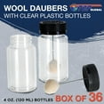 thumbnail image 2 of TCP Global 36-Pack Wool Daubers with Clear Plastic Bottles, 4 oz. (120 ml) - Safety Lids, Applicator Ball Brushes for Leather Dye, Dying, Painting, Gluing, DIY Arts and Crafts, Contact Cement, 2 of 6