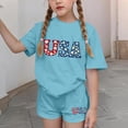thumbnail image 6 of Stamzod 4Th Of July Girls Summer Outfits Casual Short Sleeve T-Shirt and Shorts Lounge Set Sky Blue B 11-12Years, 6 of 7