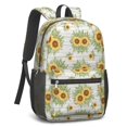thumbnail image 2 of Sunflower and Plank Cream Pattern 17" Waterproof Oxford School Backpacks for Teens, S-Shape Padded Straps, for School, Travel, Hiking, Camping, 2 of 5