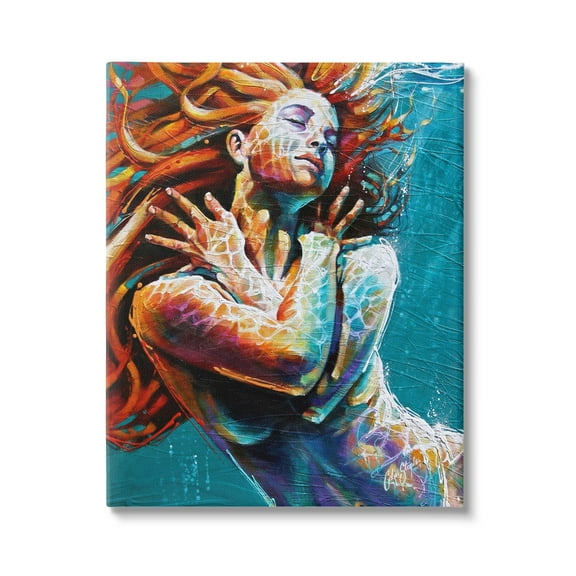 Stupell Industries Beautiful Vivid Woman Underwater Swimming Flowing Hair Canvas Wall Art, 16 x 20, Design by Colin John Staples