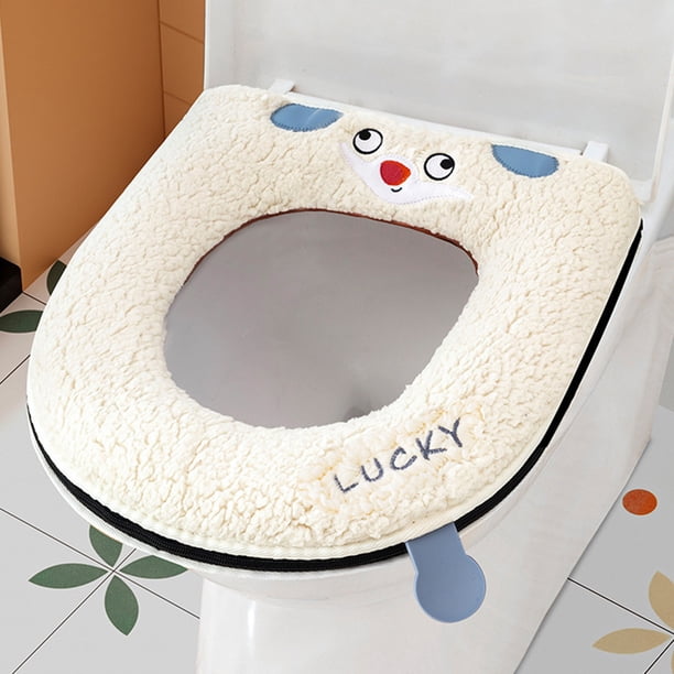 Accesorios de baño Cojín de asiento de inodoro para el hogar Uso Funda de asiento de inodoro de punto Cojín de asiento de inodoro lavable de temporada Cojín de asiento de poliéster