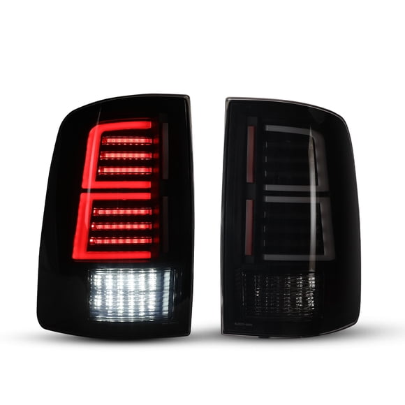 2Pcs Tail Lights for 2009-2018 Dodge Ram 1500/2500/3500 w/Factory Halogen,2019-2024 Ram 1500 Classic,Black Matte Housing & Smoked Lens