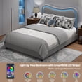 thumbnail image 4 of LED Bed Frame with 2 Drawers and Headboard, Cute Upholstered Bed with Storage, Sturdy Platform Bed, No Box Spring Needed, Wooden Slats, Noise Free, Grey,Queen Size, 4 of 8