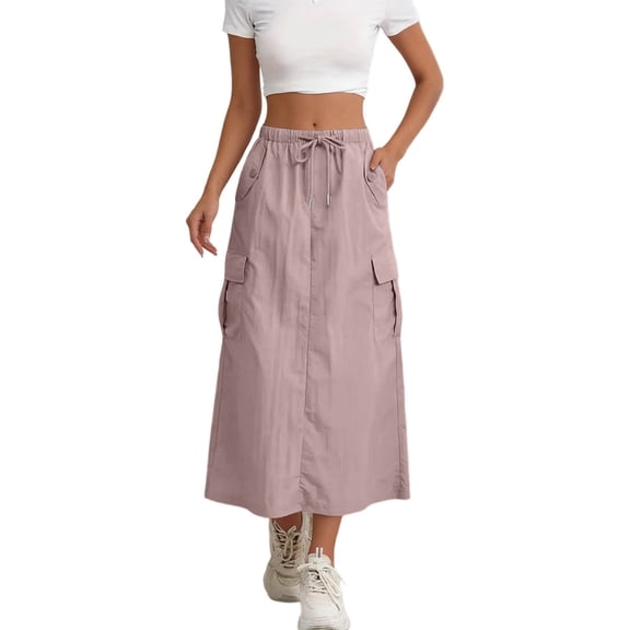 Wdgfv Maxi Skirt for Women Summer Side Slit Pencil Skirts Elastic High Waisted Long Skirt