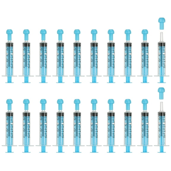 Uxcell Feeding Syringes with Cap Plastic Syringes Pet Feeding Measuring Tool No Needle, 5ml, Blue, 20 Pcs for Pets