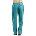 thumbnail image 5 of Men's Cotton Linen Pants Elastic Waist Drawstring Casual Trouser Lightweight Straight-Legs Loose Beach Yoga Pants Cyan XL, 5 of 5