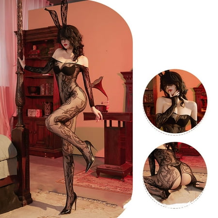 

Juebong Womens Plus Size Clearance $5 Women Transparent Hollow Hanging Stockings And Net Socks Sexy Lingerie Black One Size