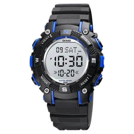 Kids Wristwatches for 5-10, SKMEI 50M Waterproof Sports Luminous, LED Light, Black