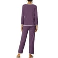 thumbnail image 3 of INSPIRE CHIC Women's Lounge Sets Long Sleeves Knit Pullover Tops with Pants Pajama Sets M Gray Purple, 3 of 6