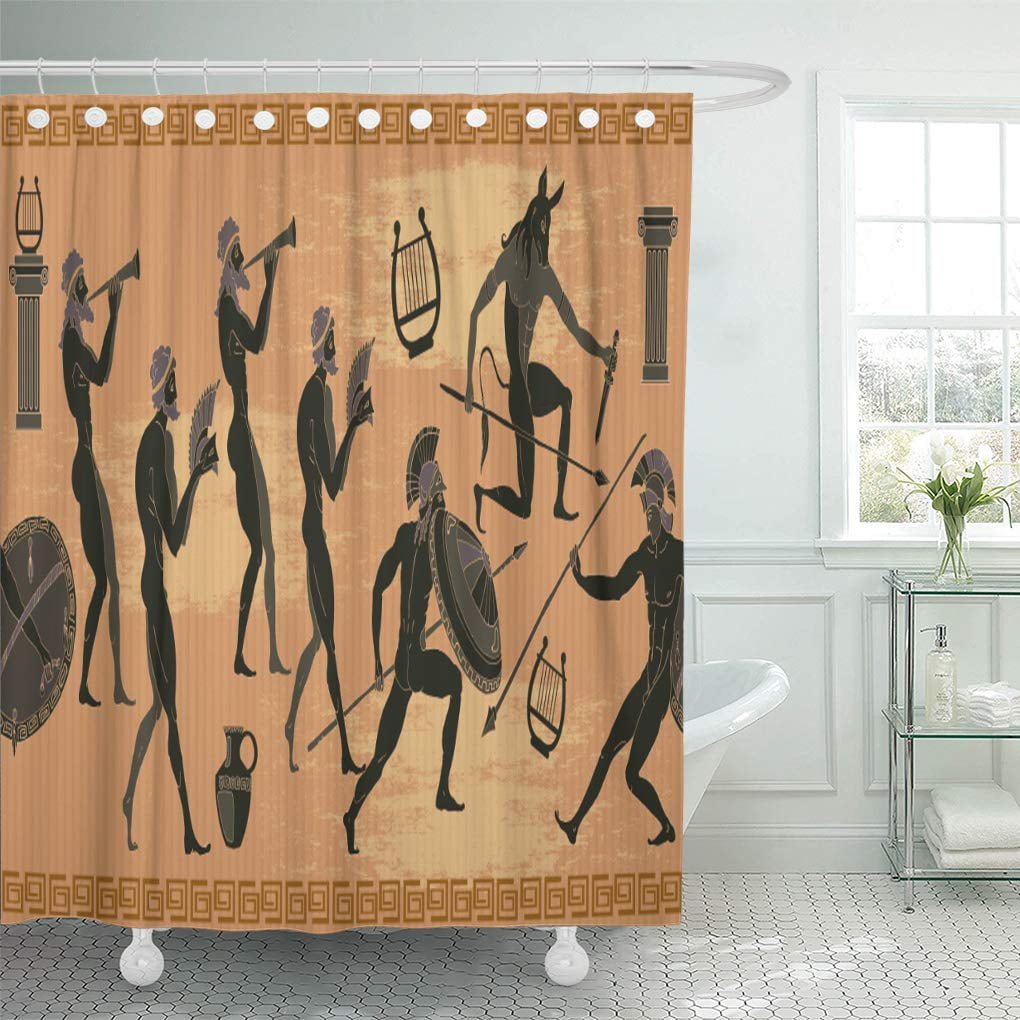 YUSDECOR Greek Ancient Greece Black Figure Pottery Hunting for Minotaur Bathroom Decor Bath Shower Curtain 12x12 inch YUSDECOR Greek Ancient Greece Black Figure Pottery Hunting for Minotaur Bathroom Decor Bath Shower Curtain 12x12 inch