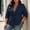 Navy, variant on Hueook Womens Blazer Dressy Casual Plus Size Lapel Button Pleated Ruffled Three-Quarter Sleeve Casual Office Suit Jacket Wine 4X