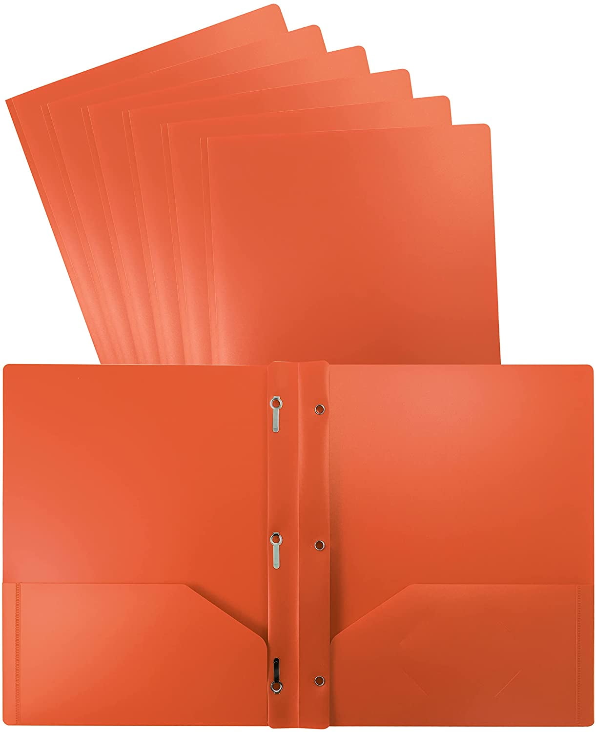 6 Pk 2-Pocket Letter Size Poly Plastic File Portfolio folders W/ Prong fastener 