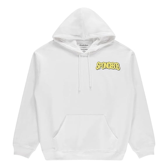 Nickelodeon Men’s SpongeBob SquarePants Hoodie, Graphic Pullover SpongeBob Sweatshirt White - M