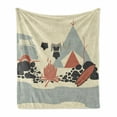 thumbnail image 1 of Camper Soft Flannel Fleece Throw Blanket, Tent and Hippie Van in Wilderness Exotic Beach Lifestyle, Cozy Plush for Indoor and Outdoor Use, 70" x 90", Charcoal Grey Dark Coral, by Ambesonne, 1 of 6