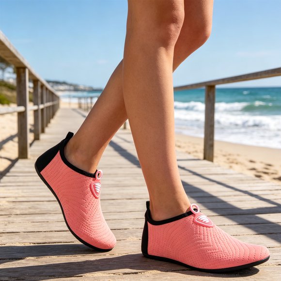 Commforr Swimming Shoes Men, Adult Water Shoes, Cruise Must Haves, Water Shoes for Women Men for Swim Pool Beach Camping Cruise Vacation Quick-Dry Aqua Socks Barefoot Yoga Travel, Pink, 8
