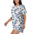 thumbnail image 2 of Kdxio Hawaii Palms Print Pajamas Sets for Women Short-Sleeved Pjs with Lounge Shorts Two Piece Sleepwear S-4XL, 2 of 9