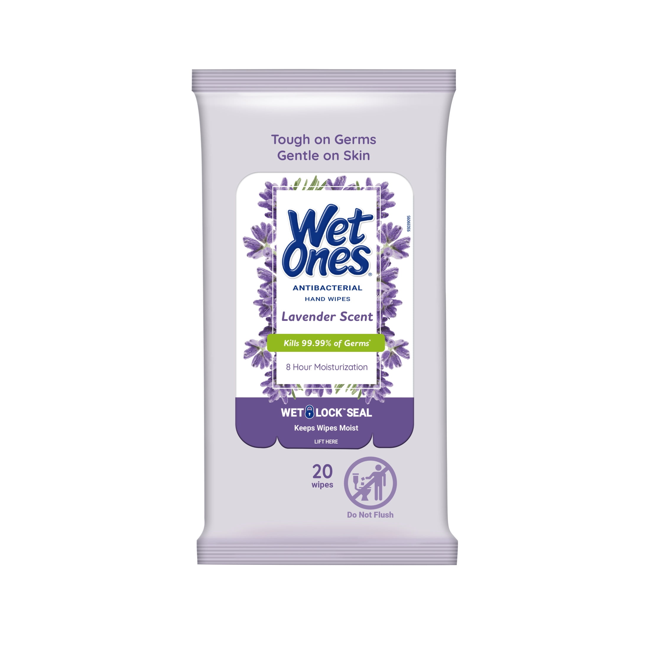 (2 pack) Wet Ones Antibacterial Hand Wipes, Lavender Floral Scent, 20 Ct Travel Pouch, 8 Hour Moisturization