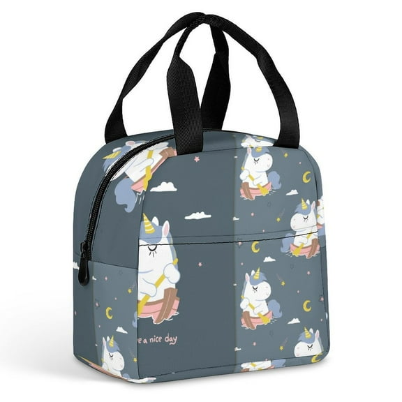 Cartoon Unicorn Large Capacity Lunch Bag Insulated Lunch Box for Men Women Travel Office Picnic Portable Lunch Tote Bag