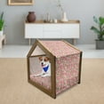 thumbnail image 3 of Romantic Pet House, Vintage Inspired Peonies with Fresh Vibrant Spring Season Foliage Leaves, Outdoor & Indoor Portable Dog Kennel with Pillow and Cover, 5 Sizes, Pale Pink Fern Green, by Ambesonne, 3 of 5