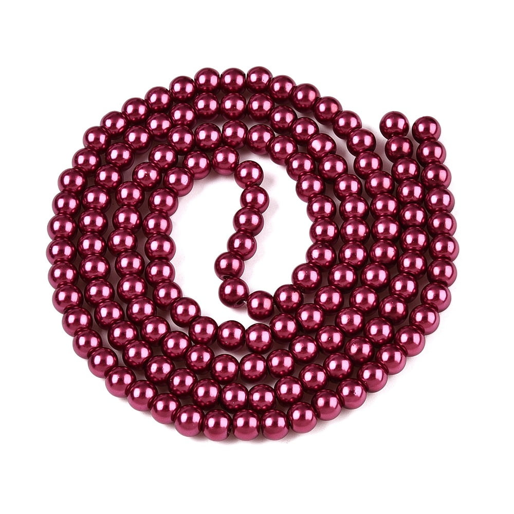 15Strand Baking Painted Pearlized Glass Pearl Round Bead Strands Camellia 8~9mm Hole: 1mm about 100~105pcs/strand 31.4 inch