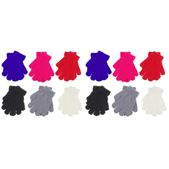 12 Pairs Kids Winter Gloves Warm Cold Weather Gloves Colorful Soft Gloves for Children Toddlers Random Colors