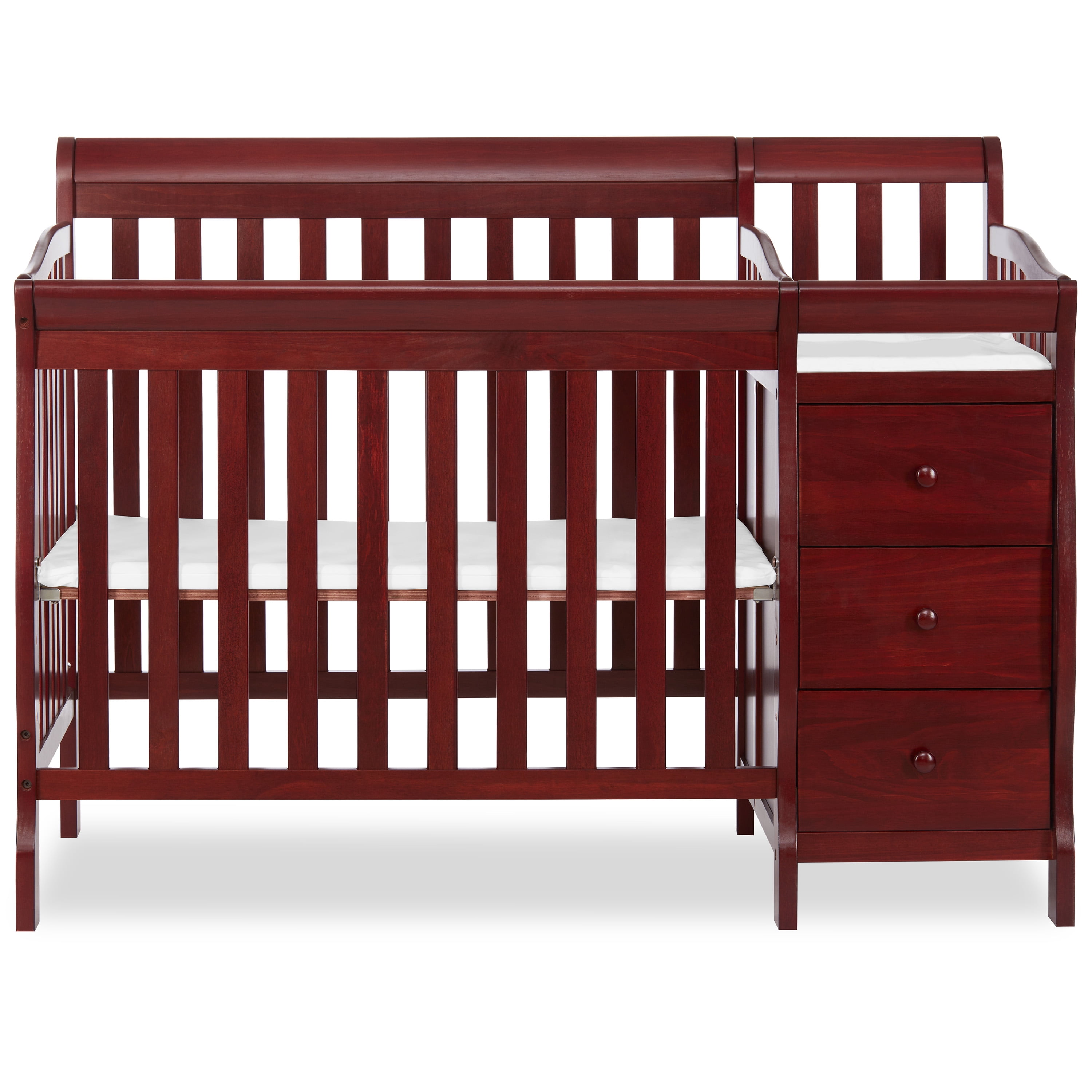 Dream On Me Jayden 4-in-1 Convertible Mini Crib and Changer, Cherry