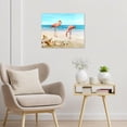 thumbnail image 2 of Blue Ocean Wall Art for Living Room, Pink Flamingo and Seashell Starfish on Tropical Beach Canvas Wall Art Natural Landscape Framed Wall Art Ready to Hang for Bathroom Bedroom Decor, 16X12 inches, 2 of 6