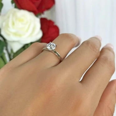 1.50Ct Round Cut Lab Created Diamond(VVS1/D) 14K White Gold Solitaire Ring for Women Gifts/Wedding