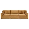 thumbnail image 2 of Ergode Commix Down Filled Overstuffed Performance Velvet 3-Seater Sofa - Cognac, 2 of 5