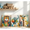 thumbnail image 2 of 3Pcs Safari Animal Nursery Canvas Wall Art Cute Watercolor Elephant Giraffe Lion Pictures Wall Decor Colorful Jungle Animals Posters Painting Prints for Kids Room Baby Boys and Girls Room, d, 2 of 7