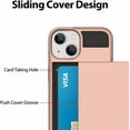 thumbnail image 5 of Compatible iPhone 14 Case Wallet Case with Card Holder Hard PC Soft TPU Bumper Anti-Scratch Anti-Drop Protective Slim Card Slot Cover for iPhone 14 6.1 Inch-Rose Gold, 5 of 13